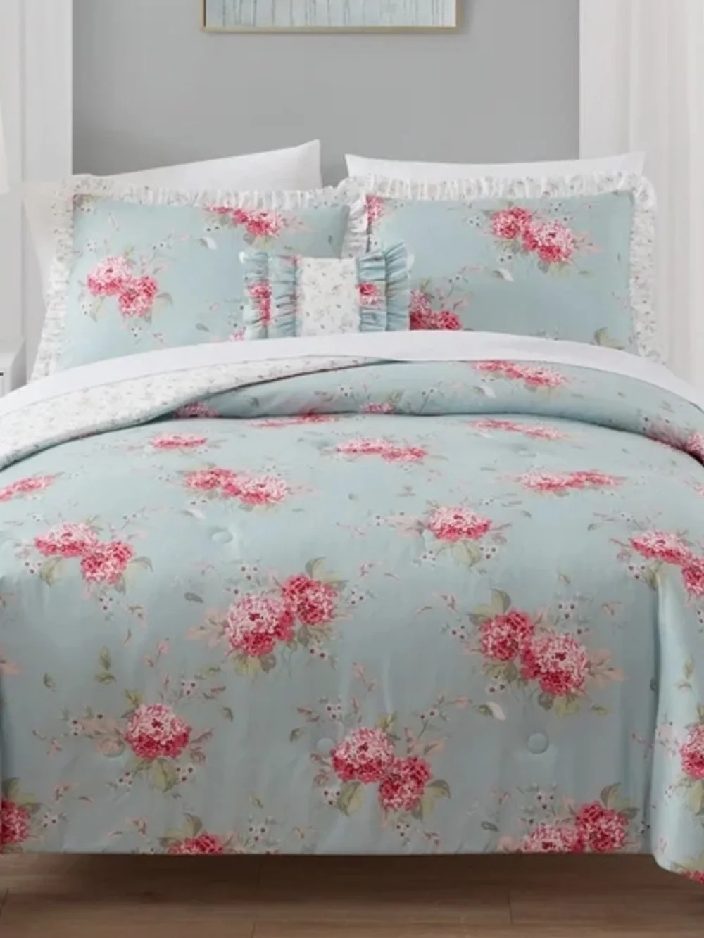 Simply Shabby Chic Belle Hydrangea 100% Cotton Duvet Cover with Insert Comforter